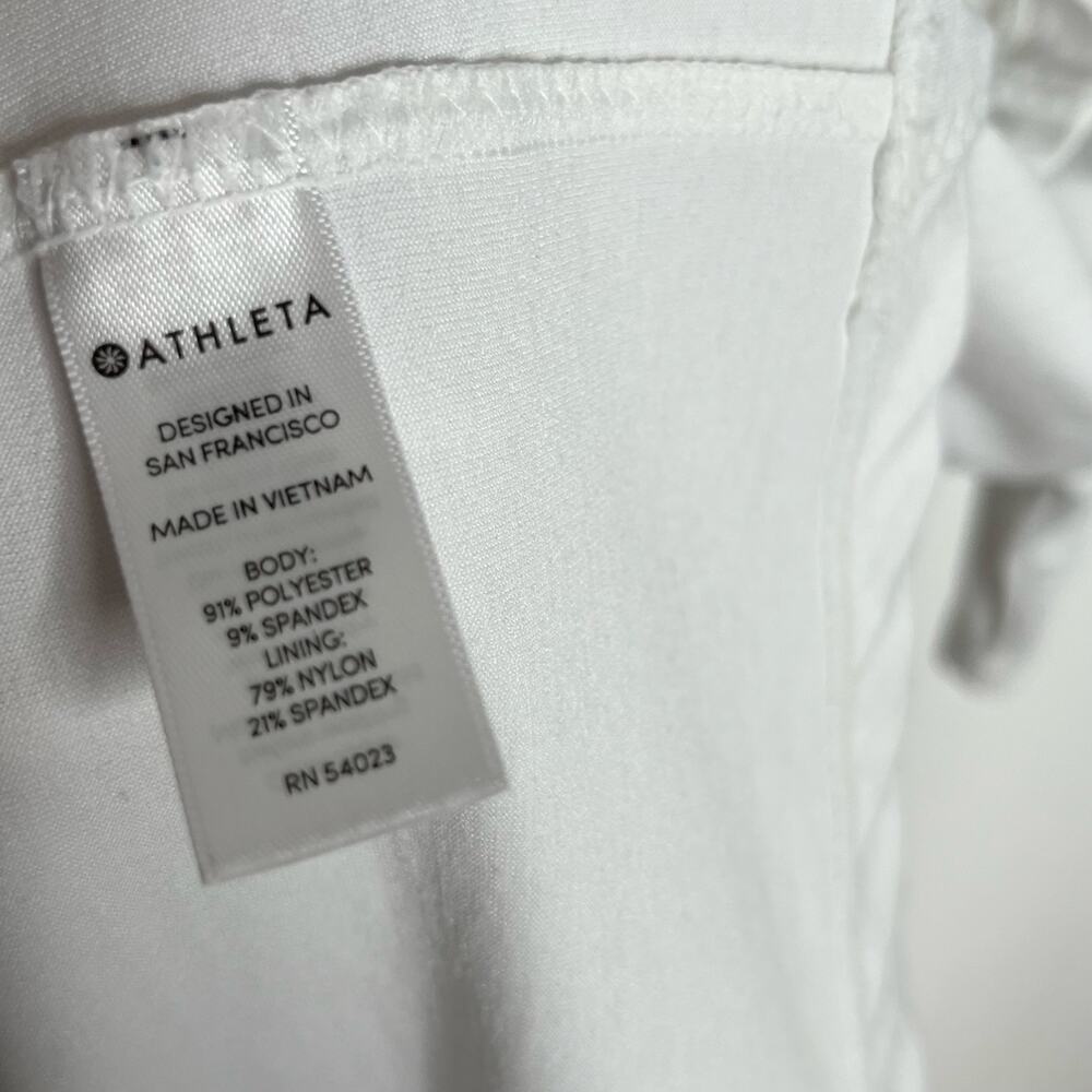Athleta Short Sleeve Quarter Zip Top XL White Draped Back Zip Pocket Workout - Picture 8 of 9